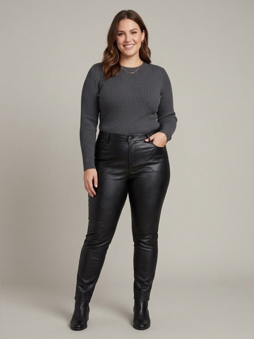 Shinestar Black Faux Leather Skinny Pants -Size Large